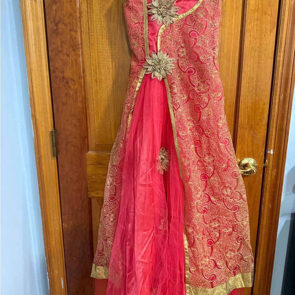 Pink and Gold Sleeveless Gown